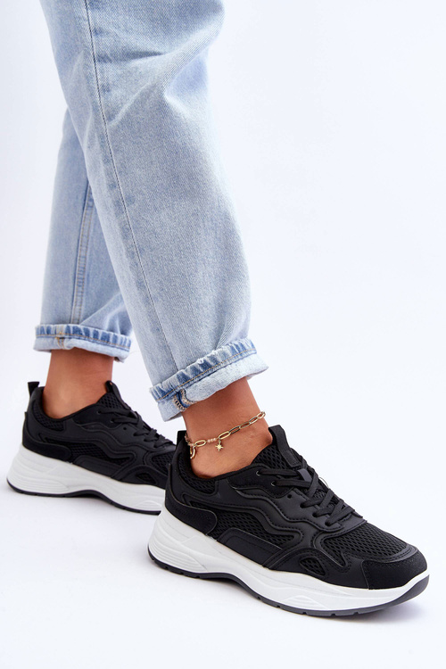 Dámske tenisky Športové topánky na čiernej a bielej platforme Lomare