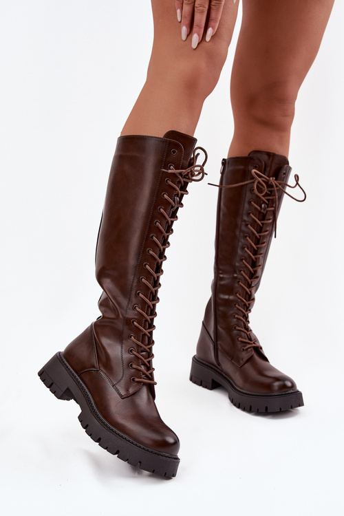 Izolované Šnurovacie Kozačky Pre Ženy Čokoládové Meliora