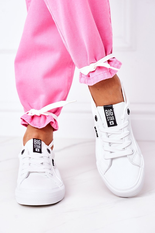 Dámske kožené tenisky s nápisom Big Star EE274316 biela