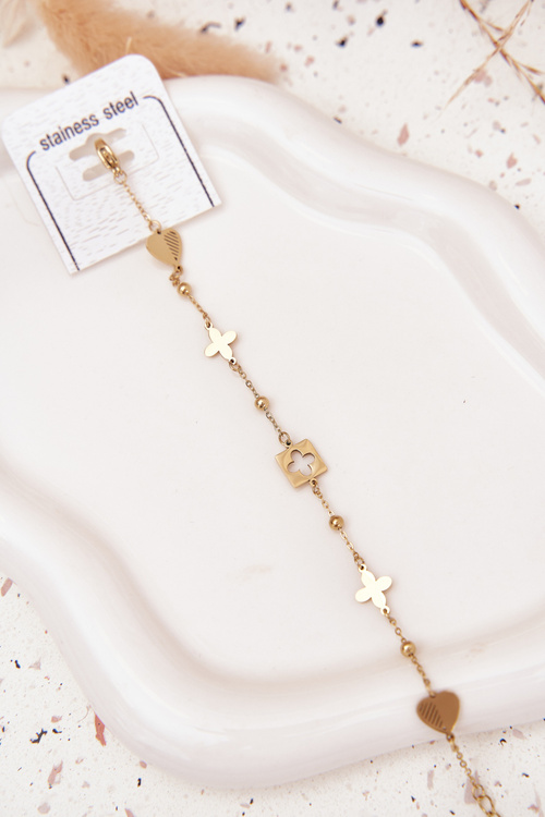 Náramok z nehrdzavejúcej ocele so zlatými príveskami