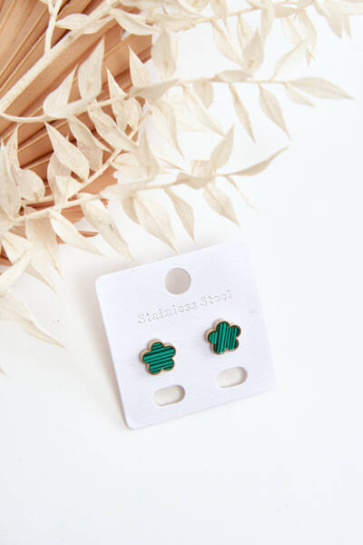 Jemné náušnice květiny Zelená a zlaté