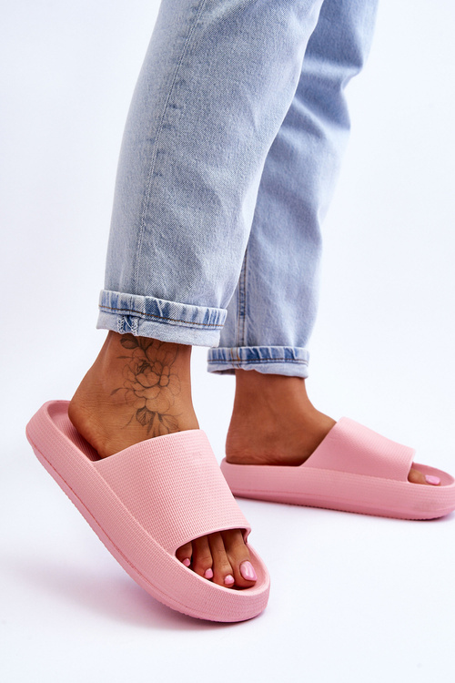 Módní lehké žabky na masivní podrážce růžové Rebel