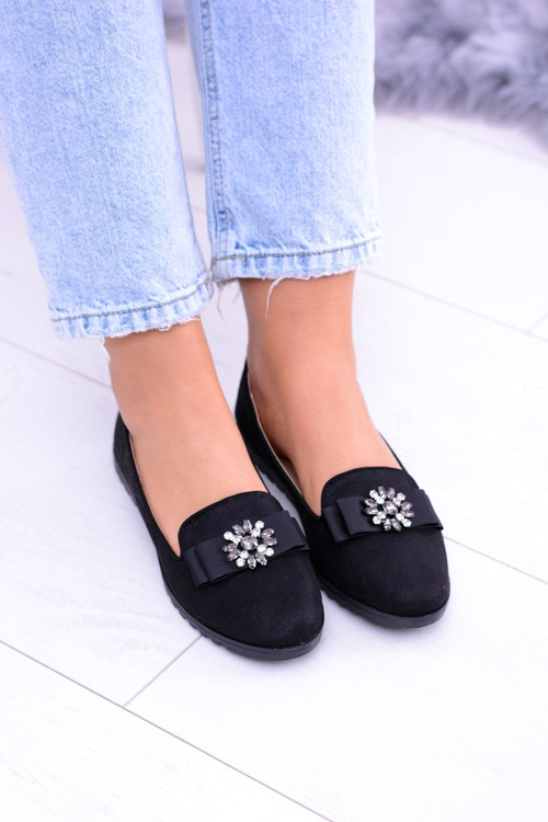 Čierne ženské balerínske lordy kamienky Rumia