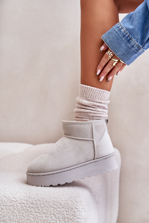 Dámske Snehule Na Platforme Zateplené Kožušinou Svetlo Sivé Xamella