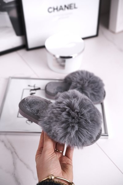 Dětské Pantofle s Kožešinově šedé Snow Ball