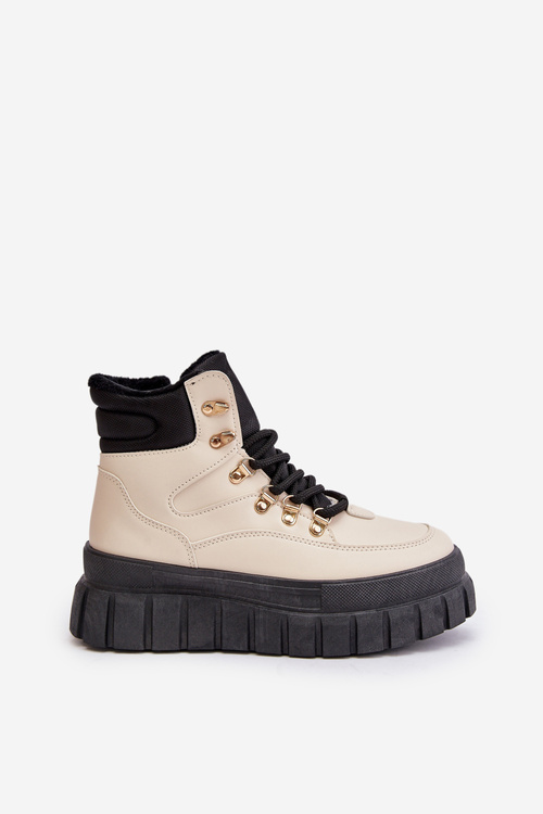 Dámské Zateplené Botky Traperky Na Platformě Béžové Jelenia