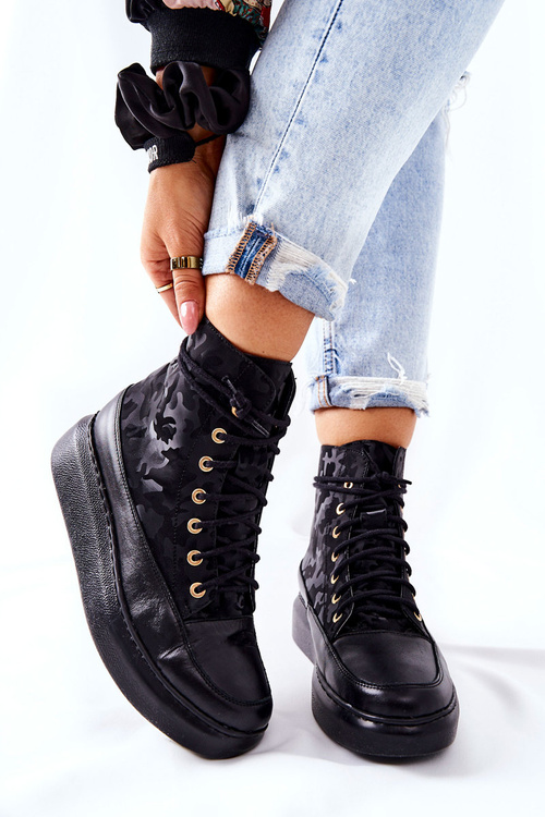 Sportovní Obuv Goe Kožená Lewski 3034 černé Moro