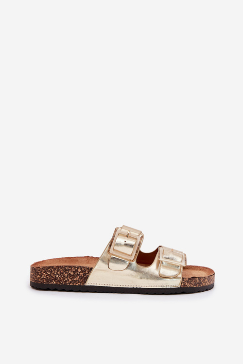 Dámske Papuče S Klarami Na Korkovej Podošve Zlaté Sercele