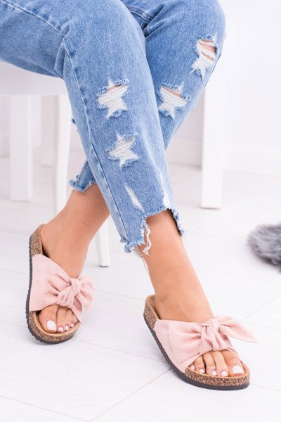 Dámské růžové Papuče Na Korku Mašle Wendy Dominica