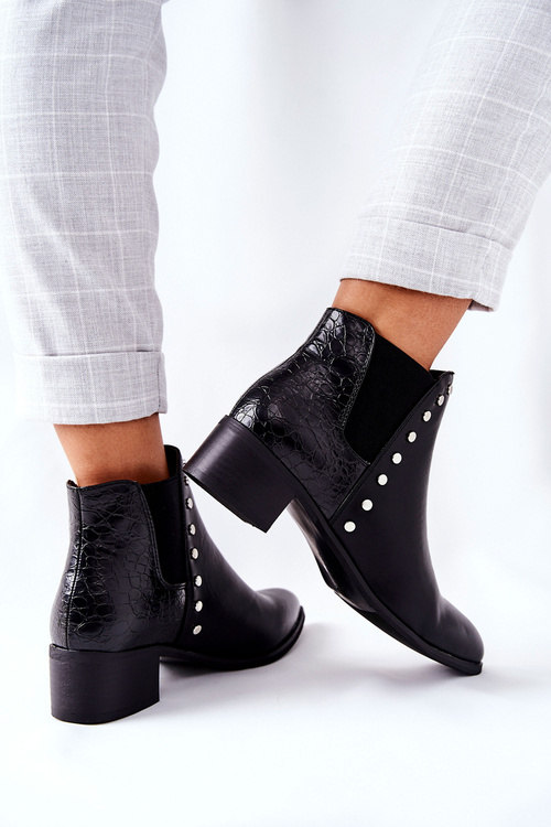 Dámsky vysoký -prikopávaný Jodhpur topánky čierne Barretos