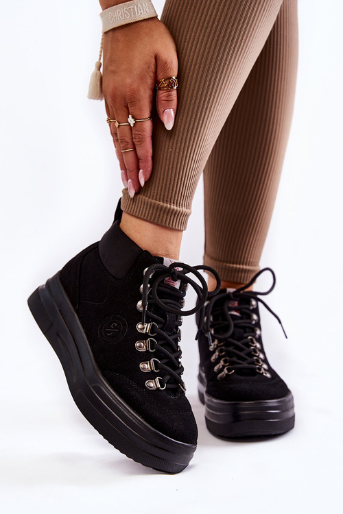 Topánky krížové džínsy KK2R4074C Čierne topánky