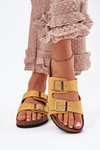 Dámske Sandále Na Korkovej Platforme S Prackou Žlté Evisolla