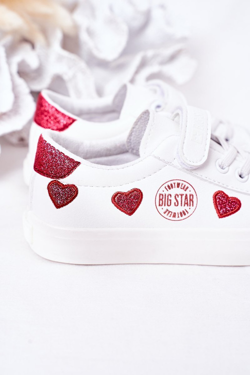Dětské Kožené Tenisky Se Suchým Zipem BIG STAR HH374001 Bíle