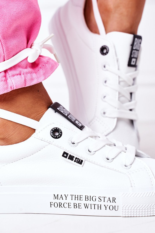 Dámské Kožené Tenisky S Nápisem BIG STAR EE274316 Bílé