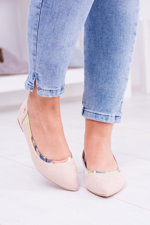 Lu Boo Růžové Transparentní holografické baleríny ve Spitz Lison