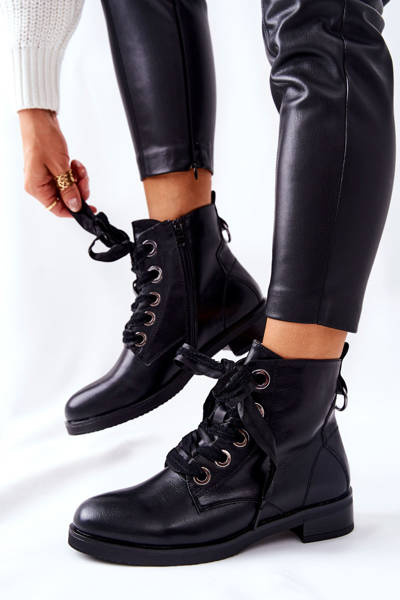 Čierne topánky Tayah s dekoratívnou väzbou