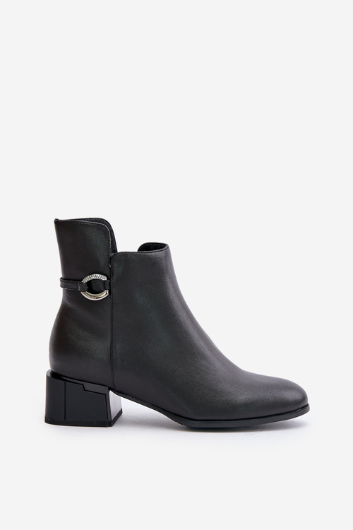 Zateplené dámské boty na podpatku se zipem černé Vinceza 66724