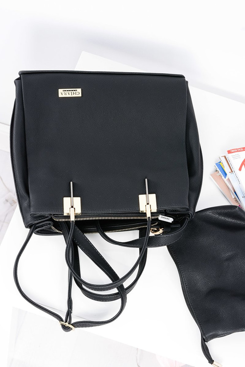 Veľká čierna dámska taška + vrecko + zrkadlo Poľsko