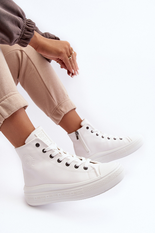 Dámské zipem zateplené trampky bílé Big Star MM274021