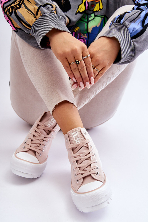 Vysoký Látkové tenisky na platformě Big Star LL274157 Nude