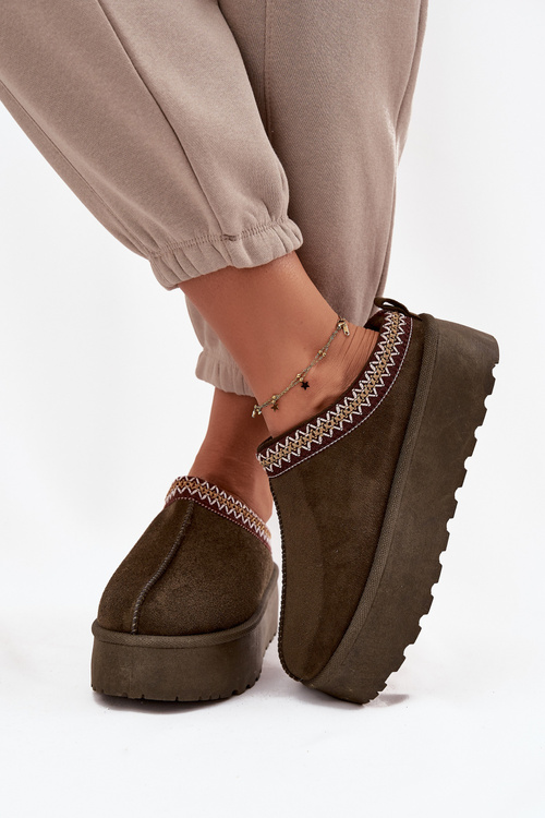 Dámské sněhule s ozdobnou výšivkou tmavě zelené Jenira