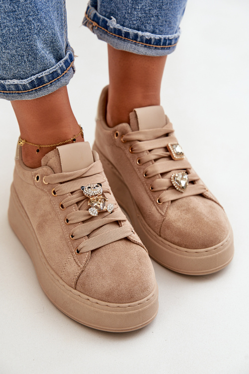 Dámské tenisky na platformě s medvídkem béžové Vailina