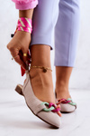 Suede Ballerinas s lewski topánkami 3125 Svetelný béžový reťazec