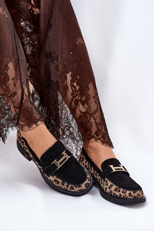 Semišové Dámské Mokasíny Panteřové Černé Vinceza 66791