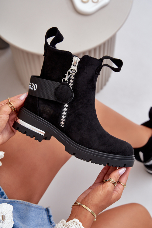 Dámské zateplené kozačky na zip Černá Calvaro