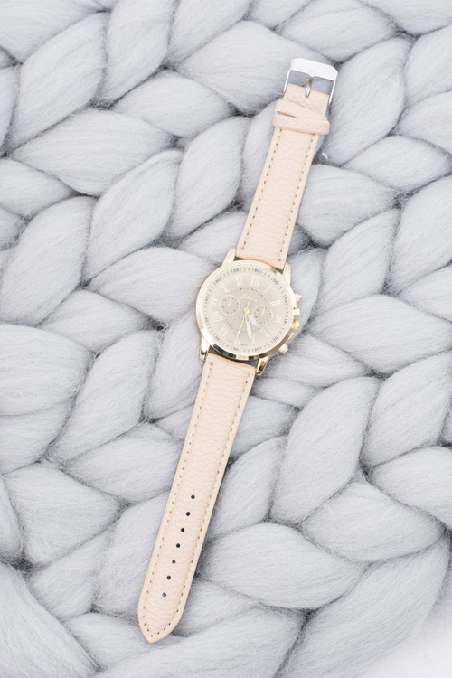 Women's Golden Stylish Watch Beige Strap