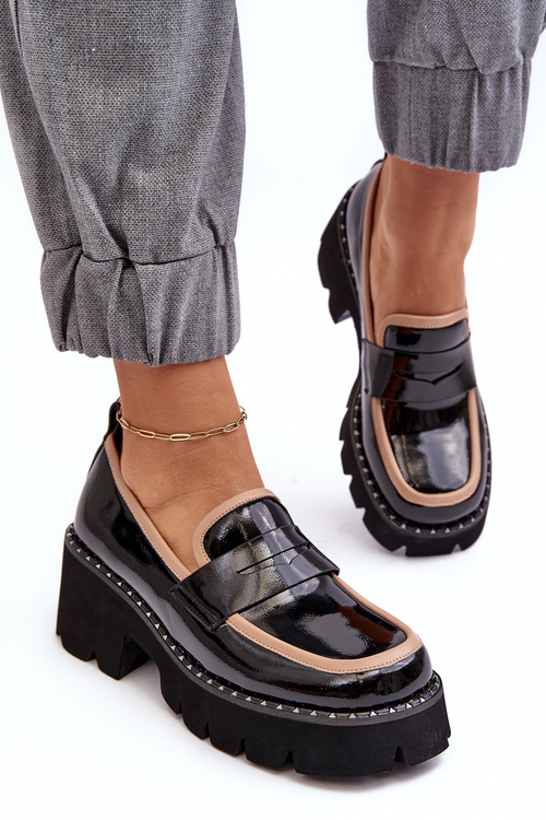 Dámske kožené mokasíry D&A MR870-32 Čierna