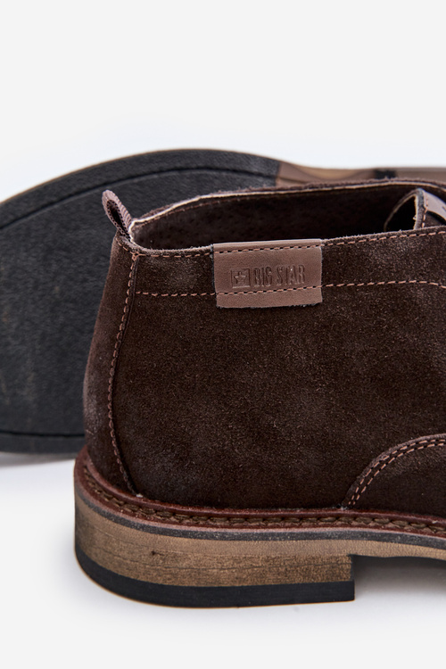 Semišové Pánske Šnurovacie Topánky Tmavo Hnedé Big Star OO174145