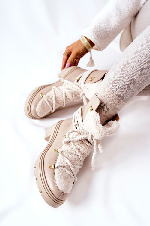 Kožené topánky viazané lewski svetlo béžová 3116