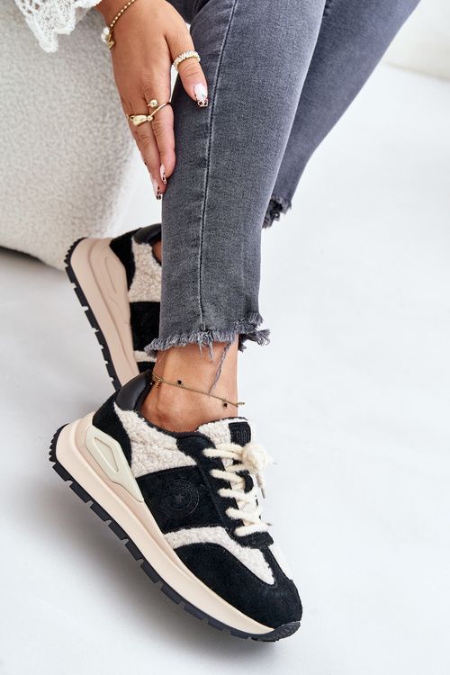 Zateplené dámské kožené sneakersy Big Star OO274A318 HI-POLY SYSTEM černé