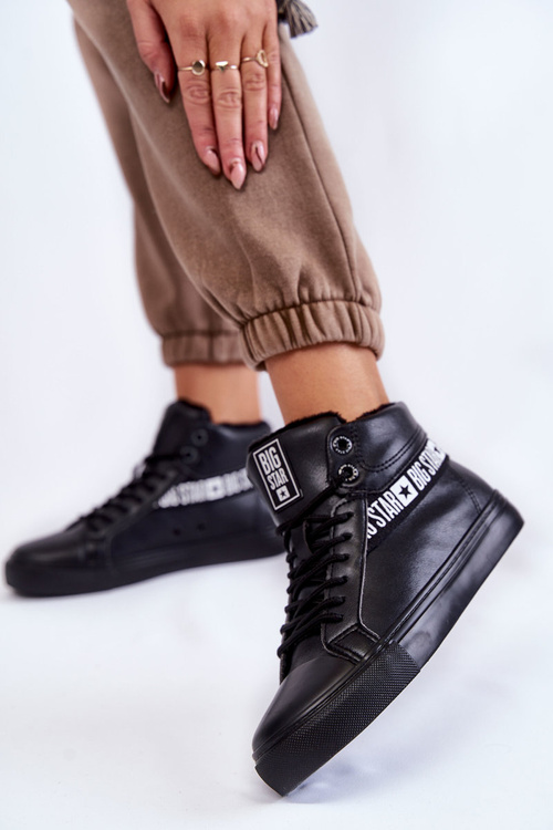 Dámske vysokohorské kožené kožené tenisky Big Star EE274355 Čierna