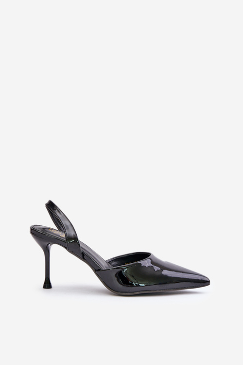 Lakované Lodičky S Odkrytým Patou Černé Emmizola