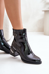 Lakované Boty Na Podpatku Zateplené Černé MR880-093
