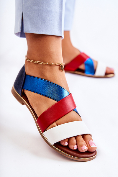 Kožené sandále s zvlnenou modrou apulia