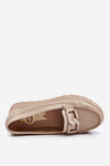 Zazoo 10141 Kožené Mokasíny na Platformě s Ozdobou Beige