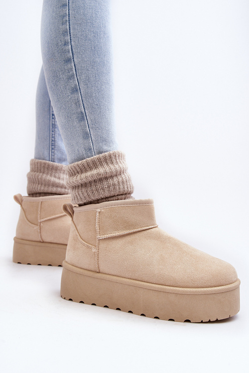 Semišové snehové topánky na platforme Corcoran Light Beige Platform