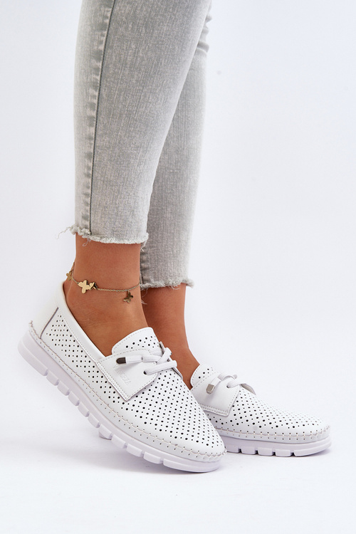 Biela dámska kožená obuv so výrezmi Darnissa