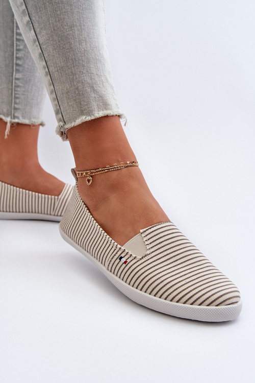 Dámské tenisky Slip-On se pruhy Beige Pazaria