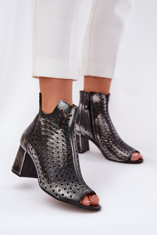 Kožené Krajky Botky Maciejka 05420-01 Černé