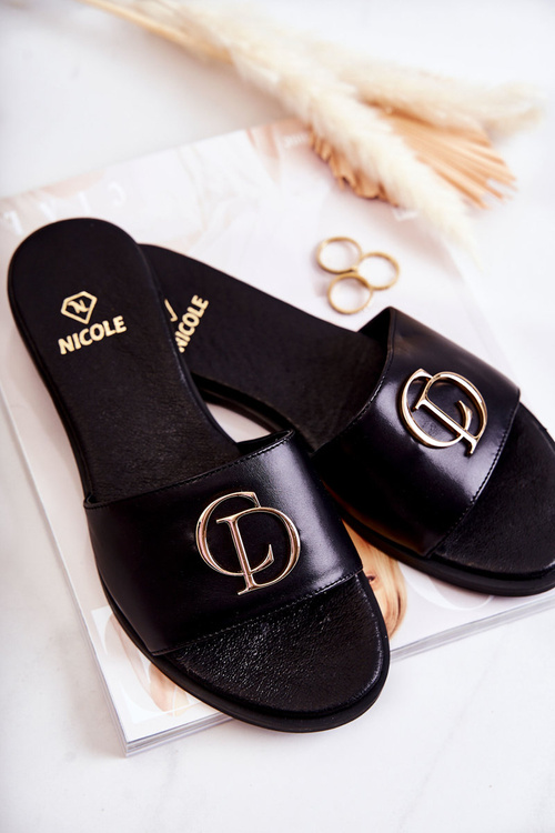 Kožené dámské pantofle Nicole 2735 Černá