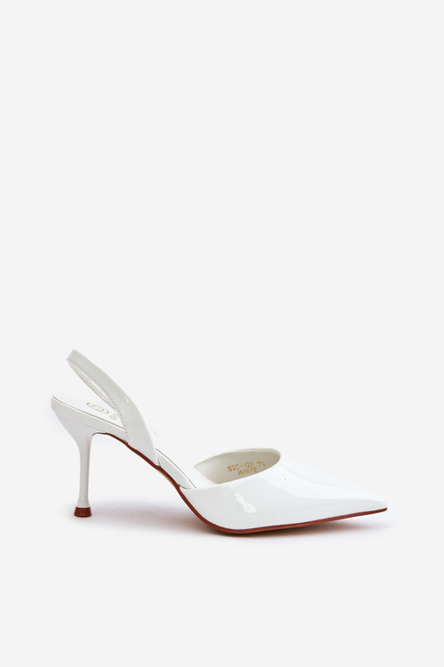 Lakované Lodičky S Otvorenou Pätou Biele Emmizola