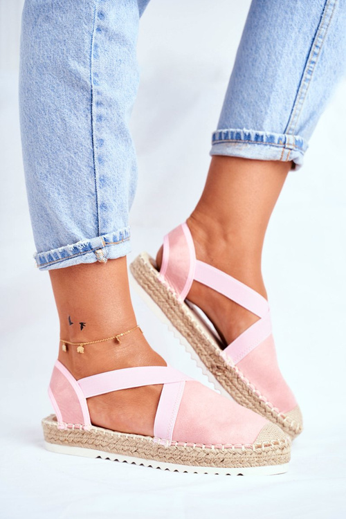 Dámske espadrilly s ružovým motívom -out
