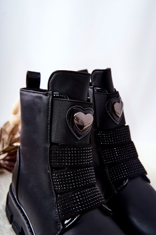 Detské topánky Black Miraven Izolované kožušinou