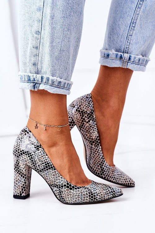 Lodičky Na Podpatku Se Zvířecím Vzorem Lewski Shoes 2453 Černé-Modré