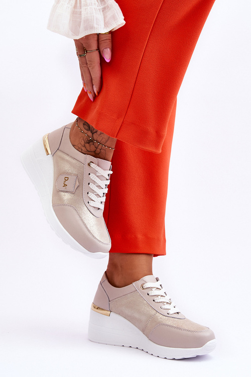 Dámske kožené tenisky na klinoch zlatý Beatris