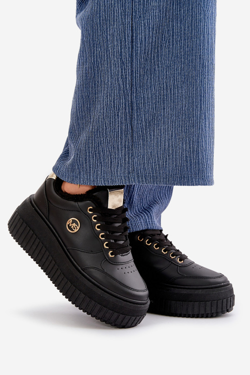 Sneakersy Dámské Sportovní Boty Zateplené Na Masivní Podešvi Černé Ardiela